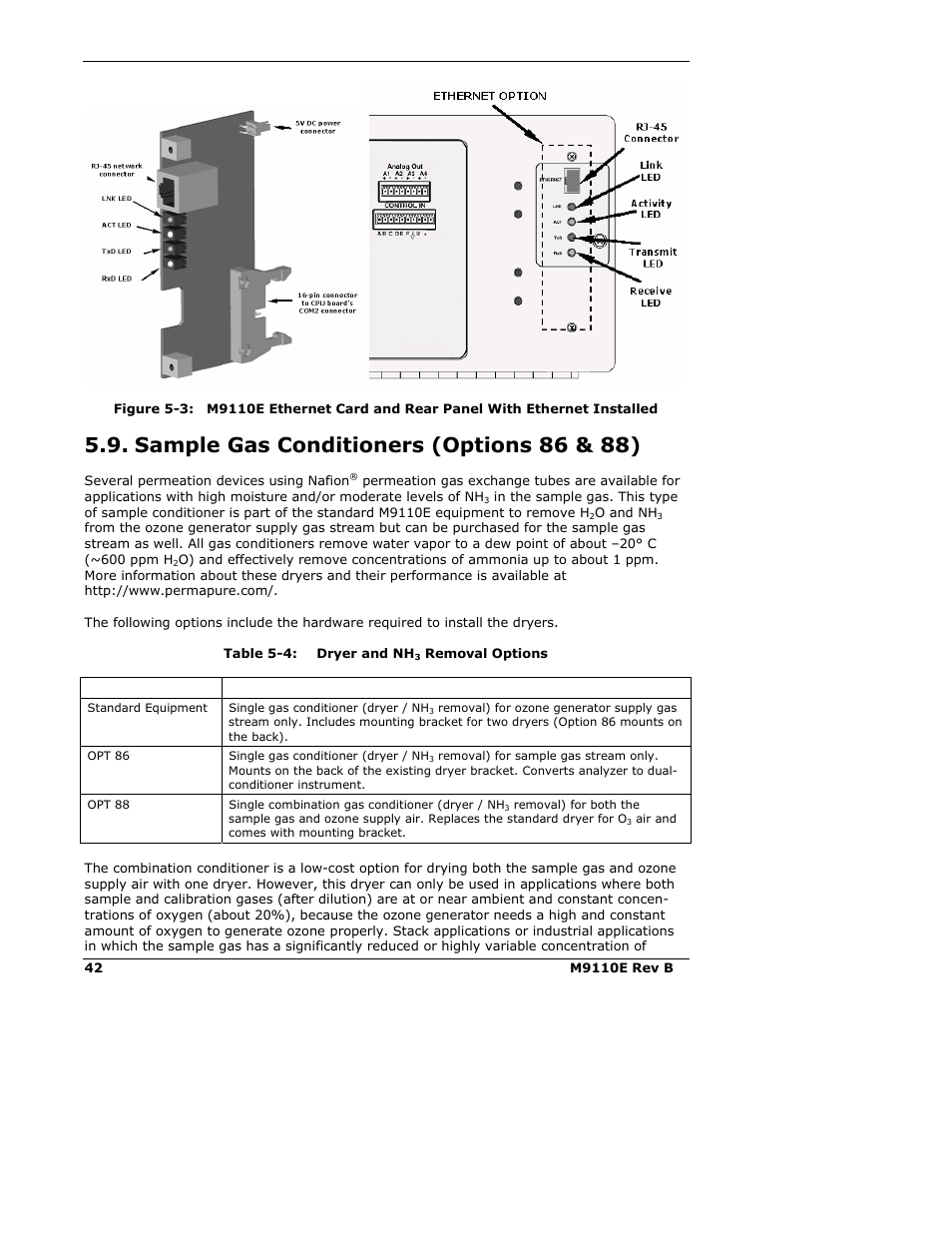 Sample gas conditioners (options 86 & 88) | Teledyne 9110E - Nitrogen Oxides Analyzer User Manual | Page 56 / 280