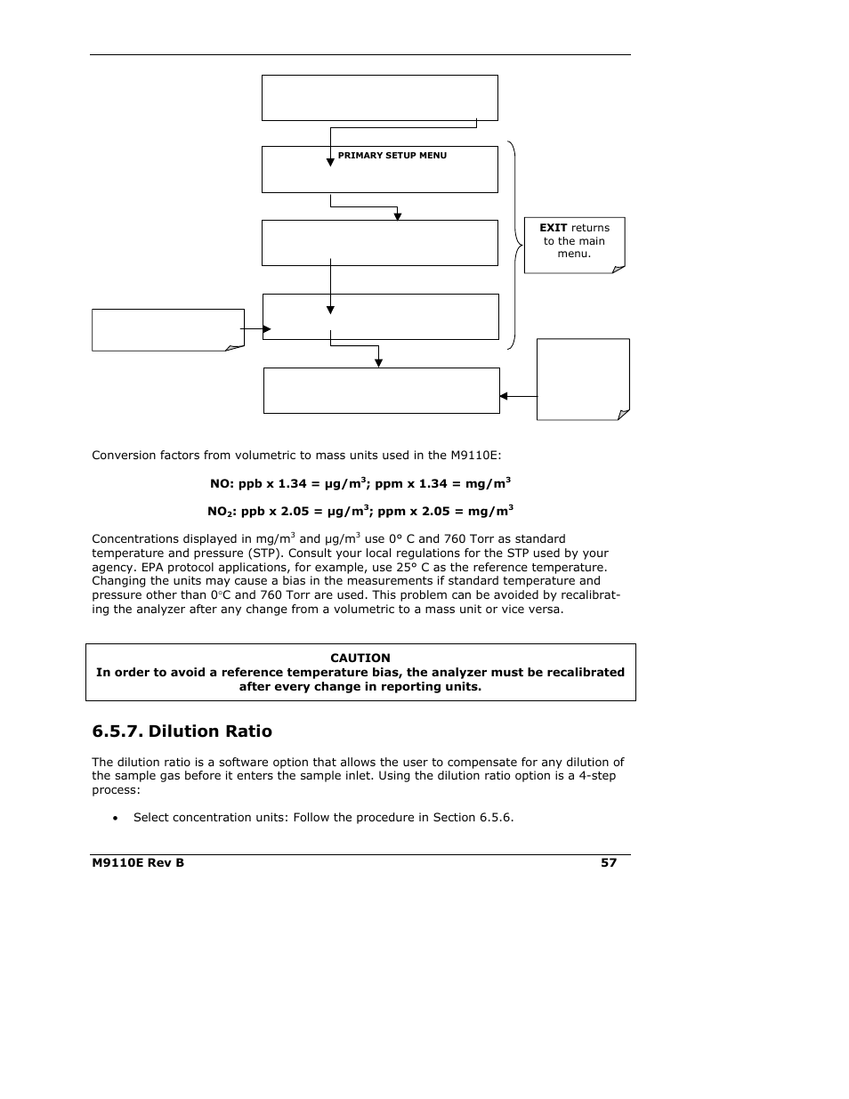 Dilution ratio | Teledyne 9110E - Nitrogen Oxides Analyzer User Manual | Page 71 / 280