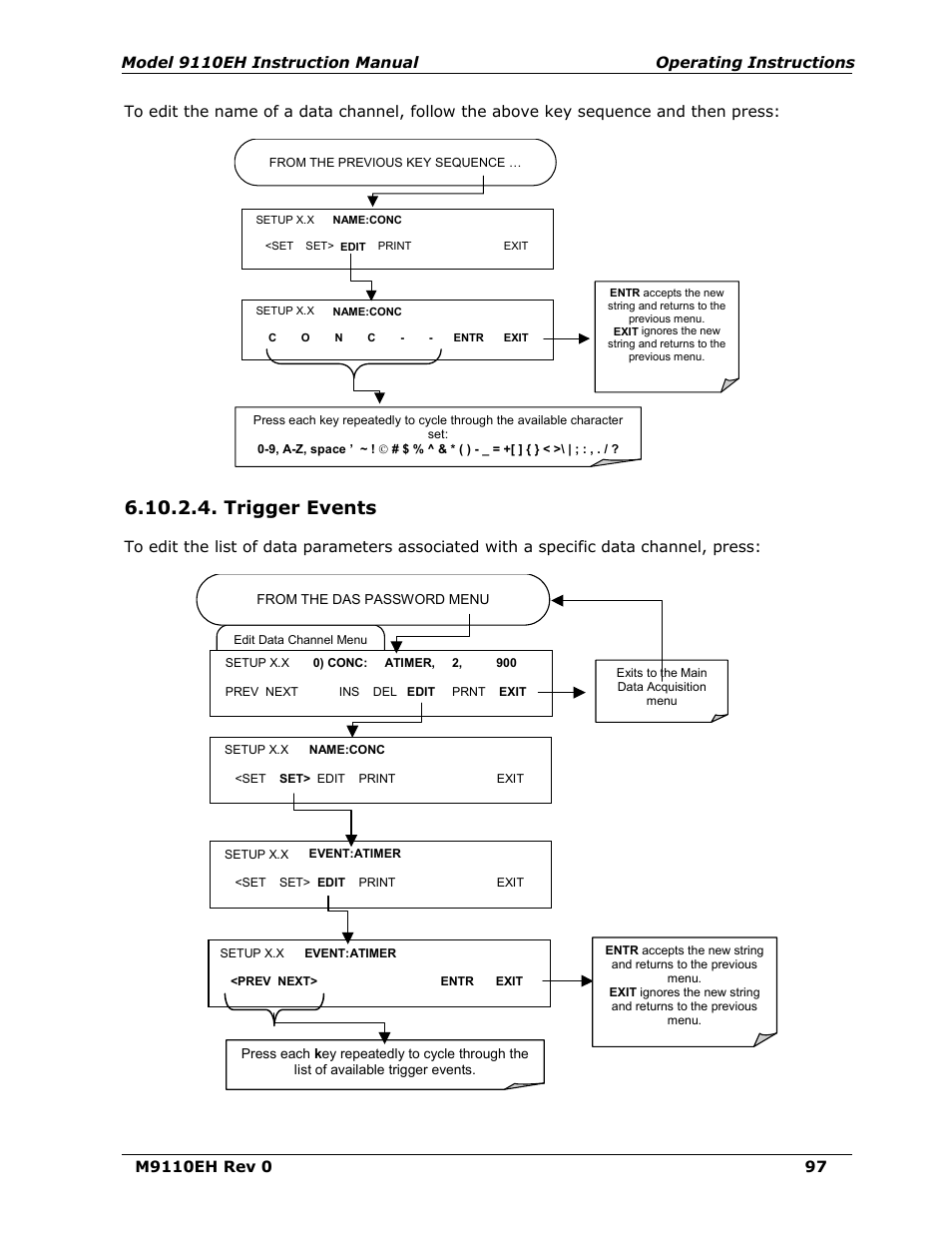 Trigger events | Teledyne 9110EH - Nitrogen Oxides Analyzer User Manual | Page 111 / 279