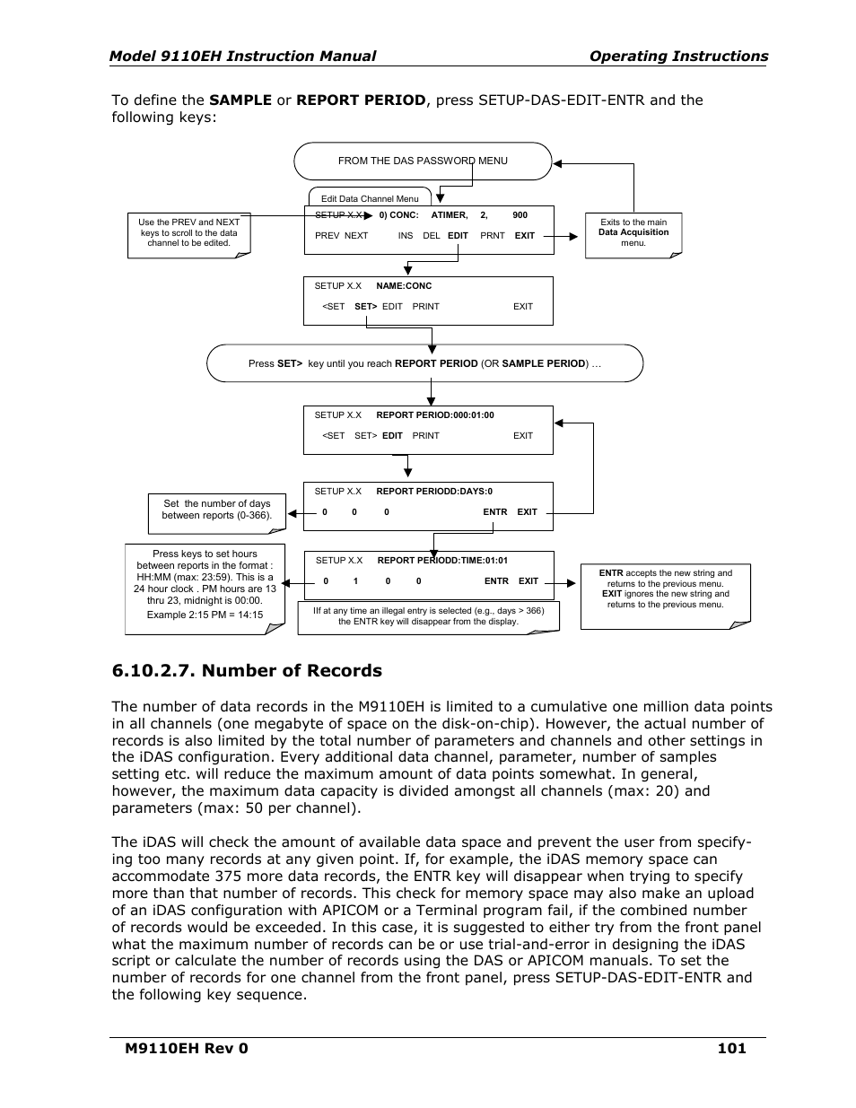 Number of records | Teledyne 9110EH - Nitrogen Oxides Analyzer User Manual | Page 115 / 279