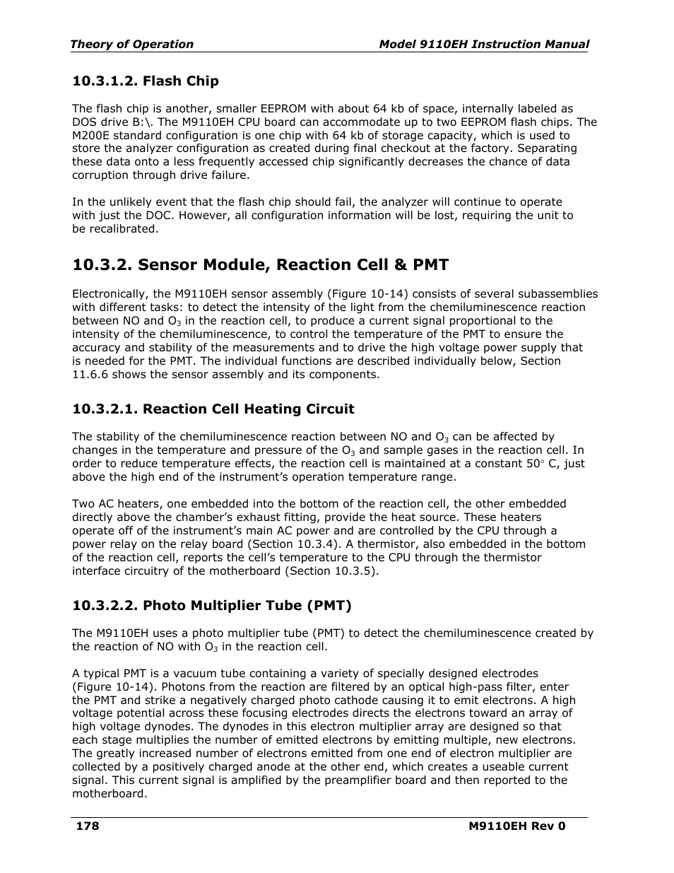 Flash chip, Sensor module, reaction cell & pmt, Reaction cell heating circuit | Photo multiplier tube (pmt) | Teledyne 9110EH - Nitrogen Oxides Analyzer User Manual | Page 192 / 279