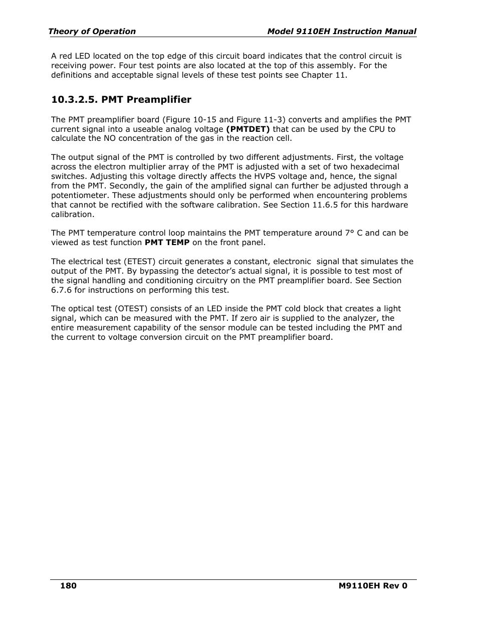 Pmt preamplifier | Teledyne 9110EH - Nitrogen Oxides Analyzer User Manual | Page 194 / 279