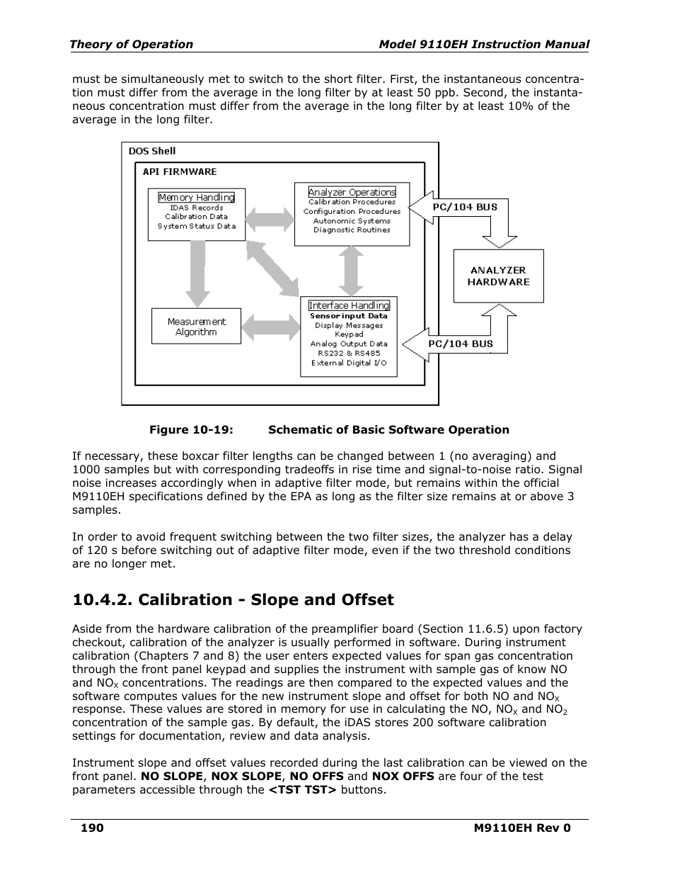 Calibration - slope and offset, Figure 10-19, Schematic of basic software operation | Teledyne 9110EH - Nitrogen Oxides Analyzer User Manual | Page 204 / 279