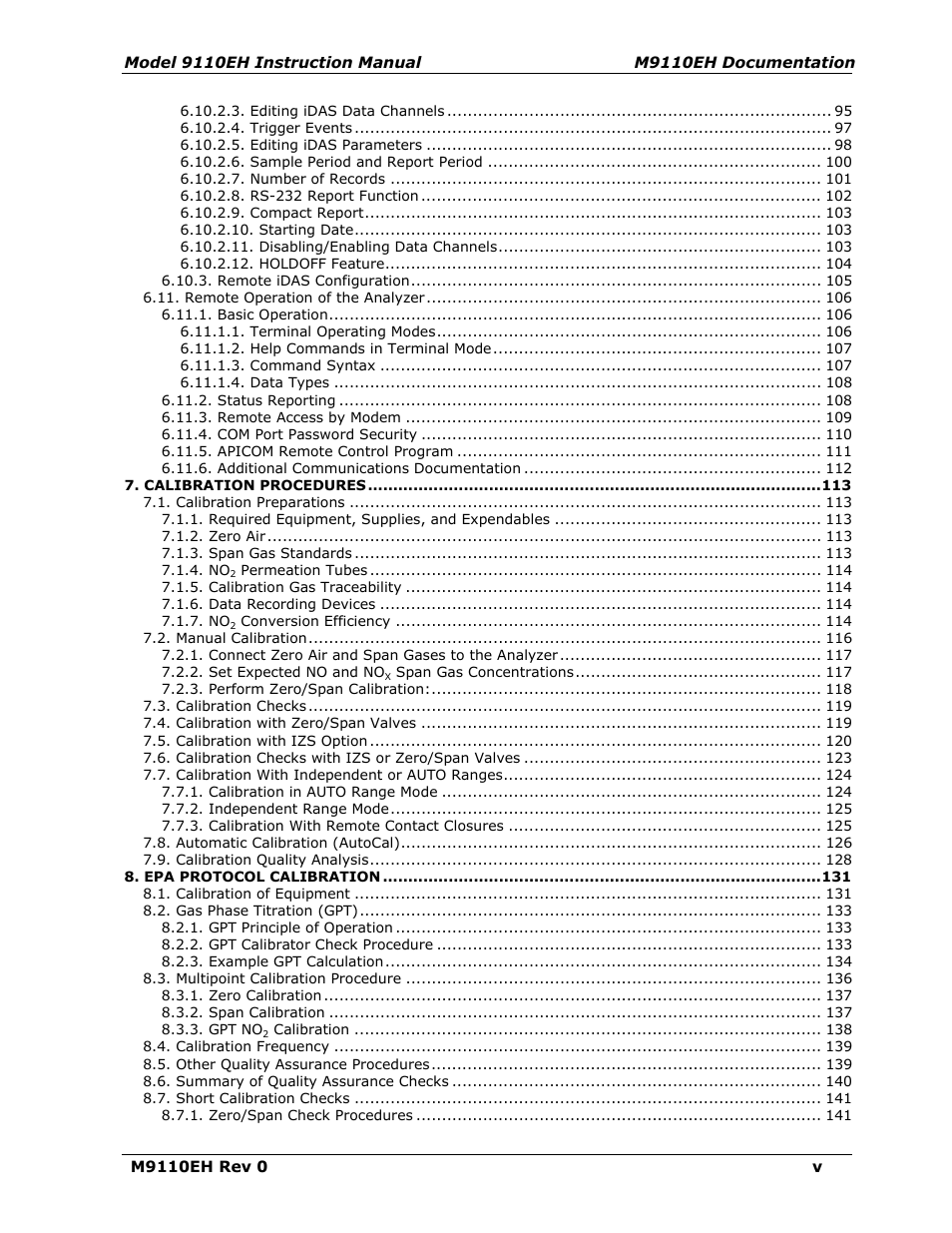 Teledyne 9110EH - Nitrogen Oxides Analyzer User Manual | Page 5 / 279