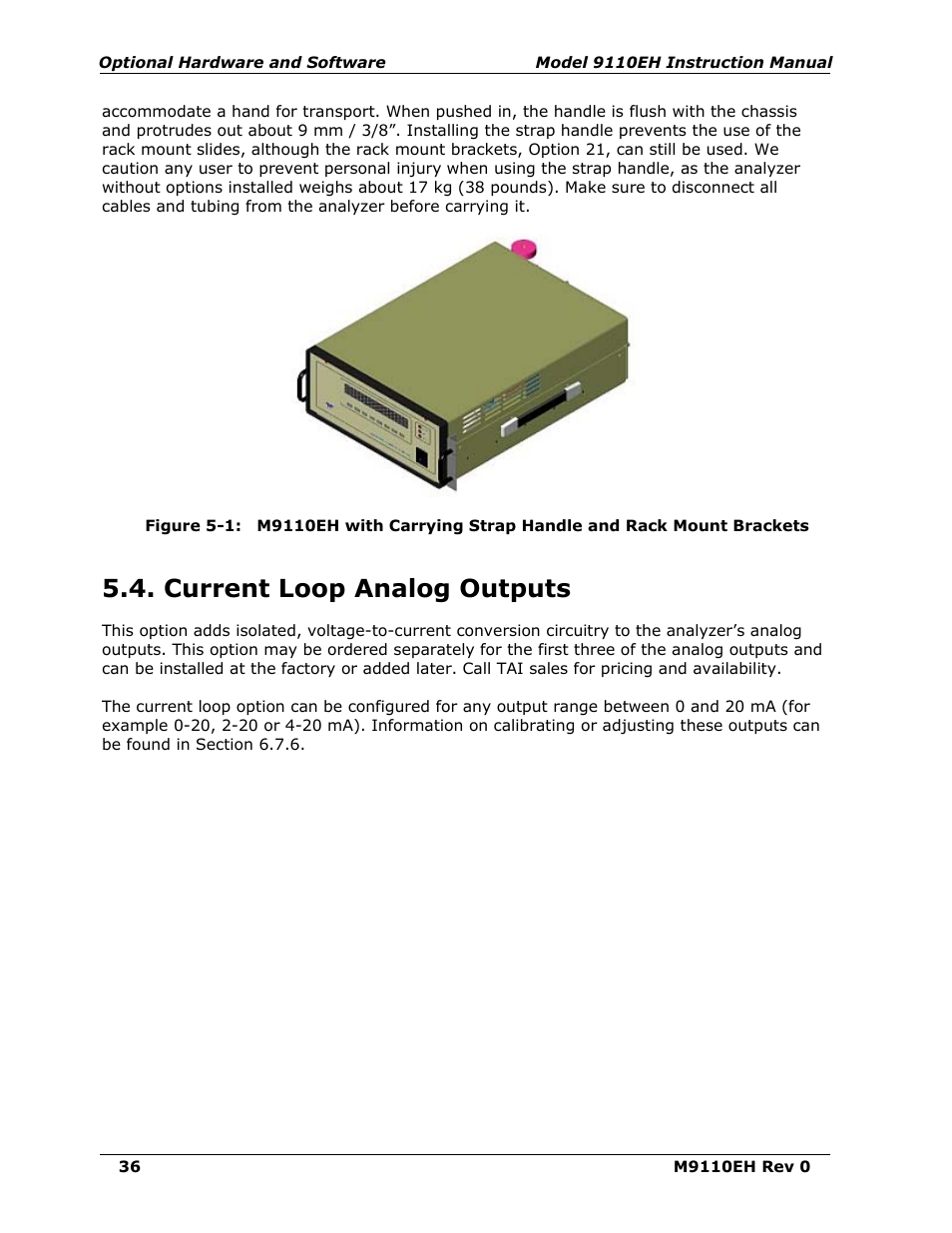 Current loop analog outputs (option 41), Figure 5-1, Current loop analog outputs | Teledyne 9110EH - Nitrogen Oxides Analyzer User Manual | Page 50 / 279