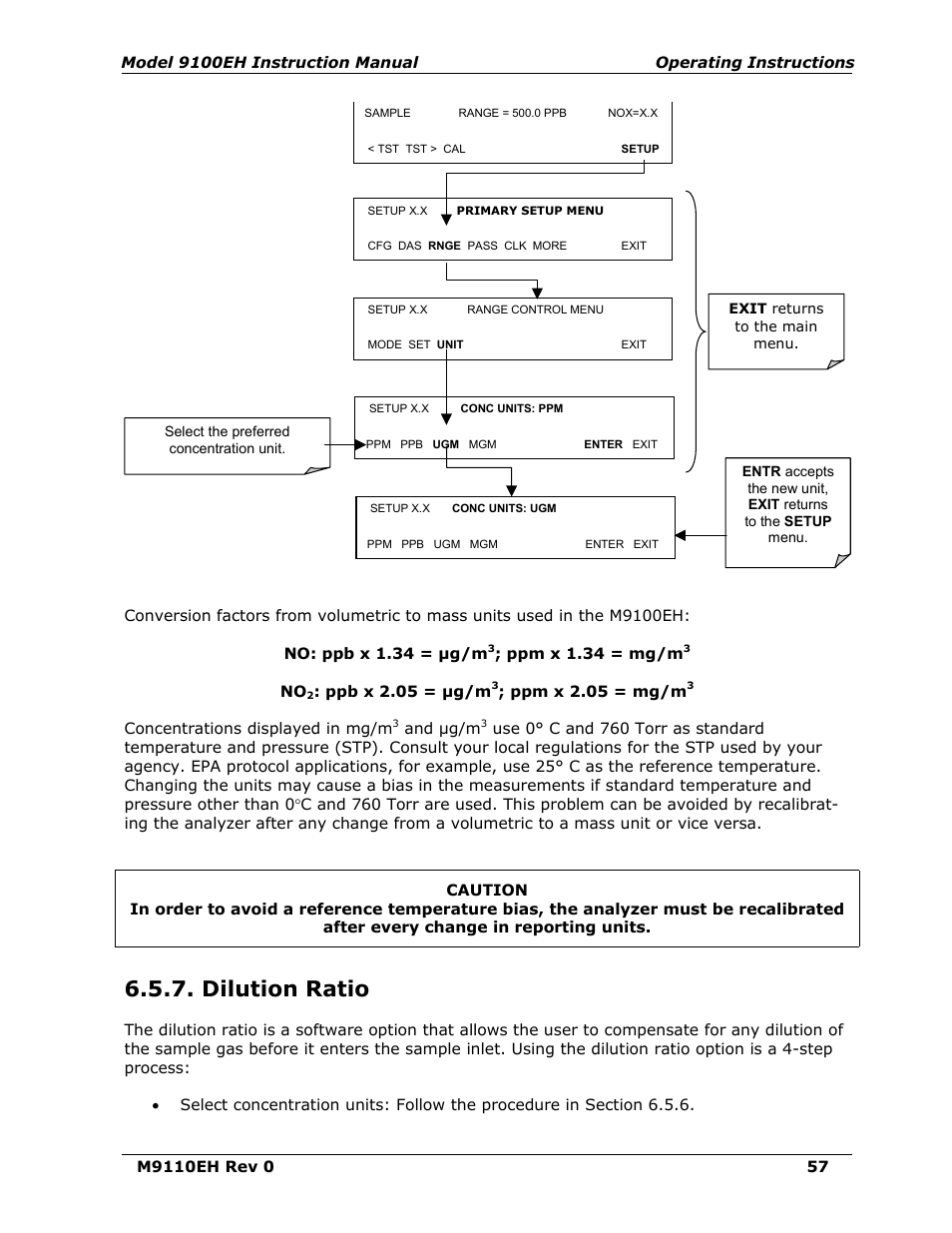 Dilution ratio | Teledyne 9110EH - Nitrogen Oxides Analyzer User Manual | Page 71 / 279