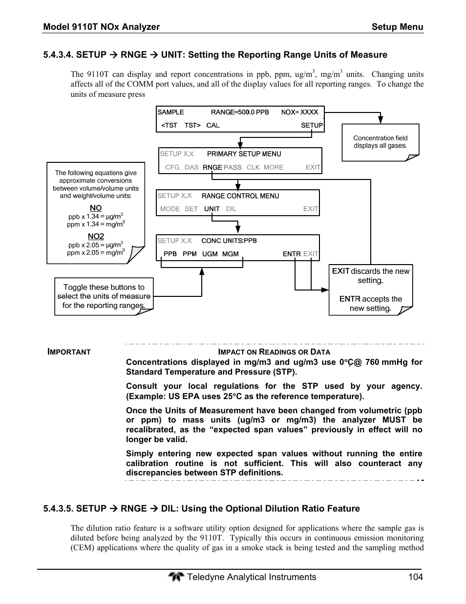Teledyne 9110T - Nitrogen Oxides Analyzer User Manual | Page 104 / 378