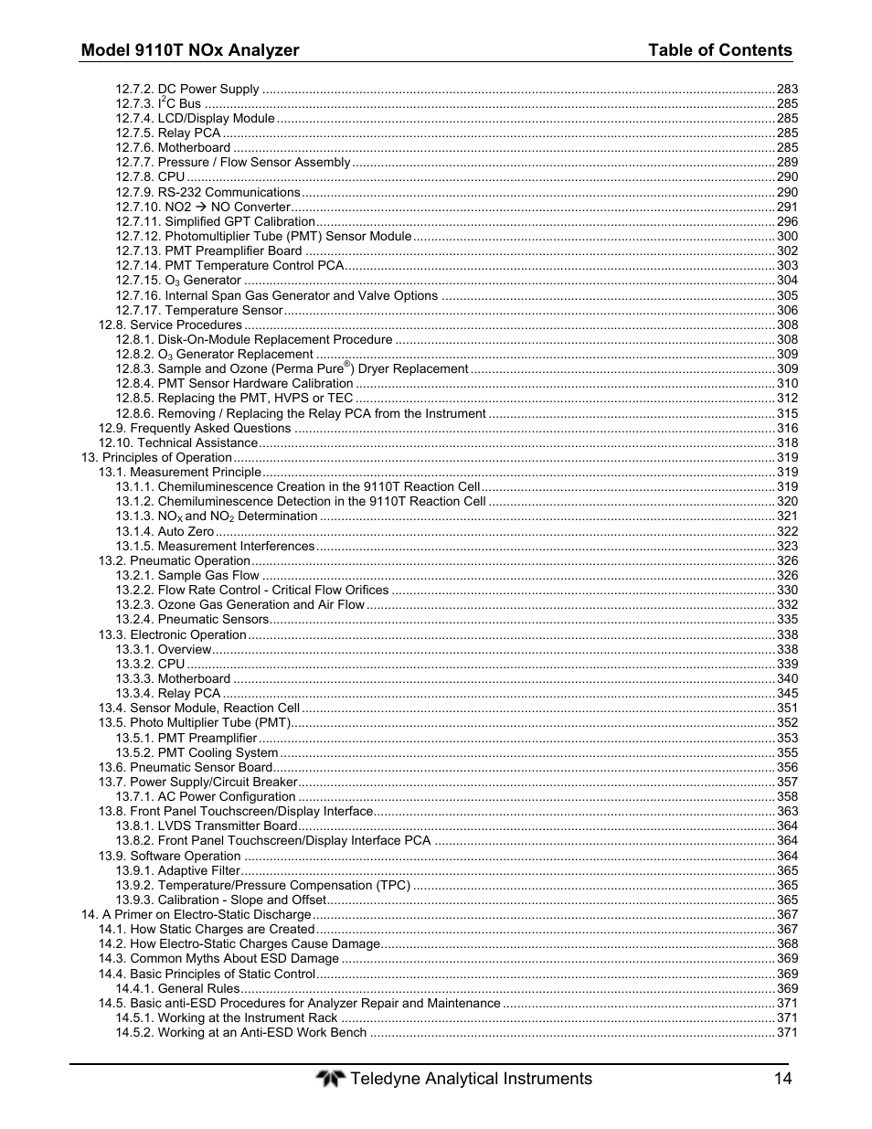 Teledyne 9110T - Nitrogen Oxides Analyzer User Manual | Page 14 / 378