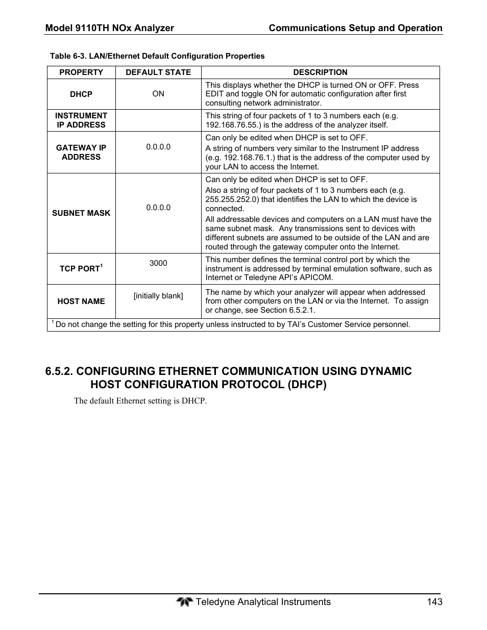 Teledyne 9110T - Nitrogen Oxides Analyzer User Manual | Page 143 / 378