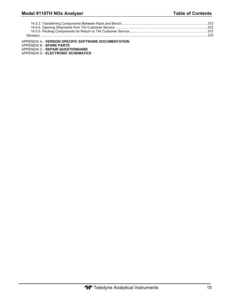 Teledyne 9110T - Nitrogen Oxides Analyzer User Manual | Page 15 / 378