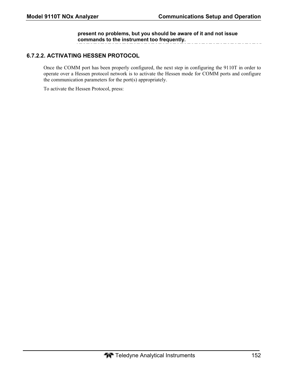 Teledyne 9110T - Nitrogen Oxides Analyzer User Manual | Page 152 / 378