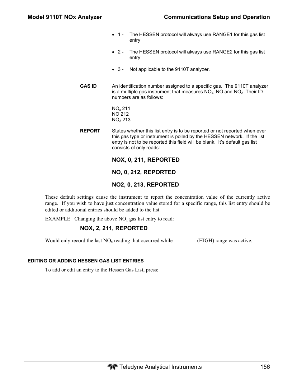 Teledyne 9110T - Nitrogen Oxides Analyzer User Manual | Page 156 / 378