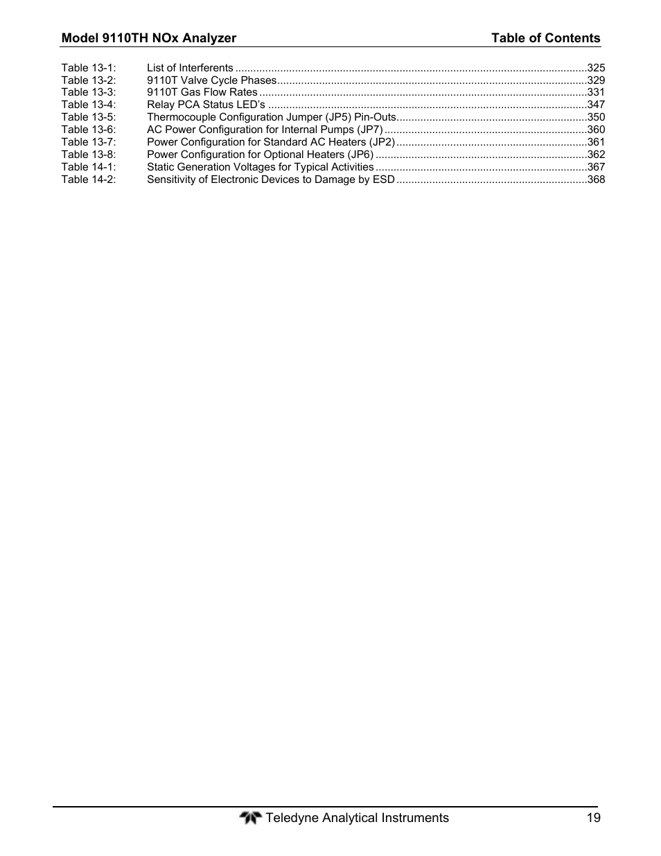 Teledyne 9110T - Nitrogen Oxides Analyzer User Manual | Page 19 / 378