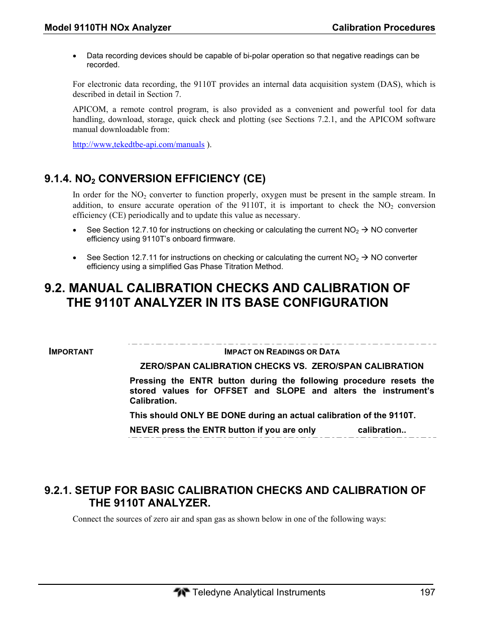 Conversion efficiency (ce) | Teledyne 9110T - Nitrogen Oxides Analyzer User Manual | Page 197 / 378