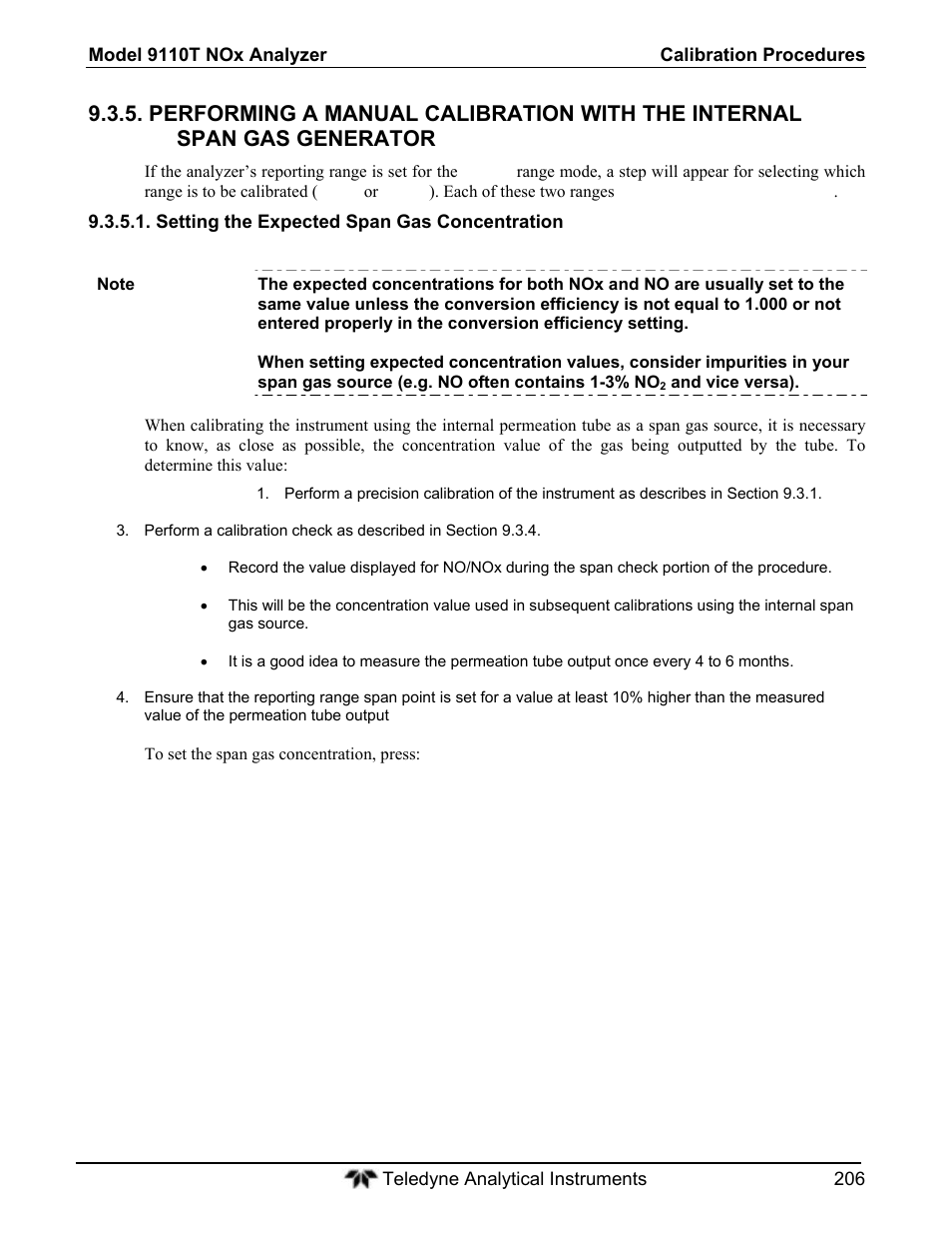 Teledyne 9110T - Nitrogen Oxides Analyzer User Manual | Page 206 / 378