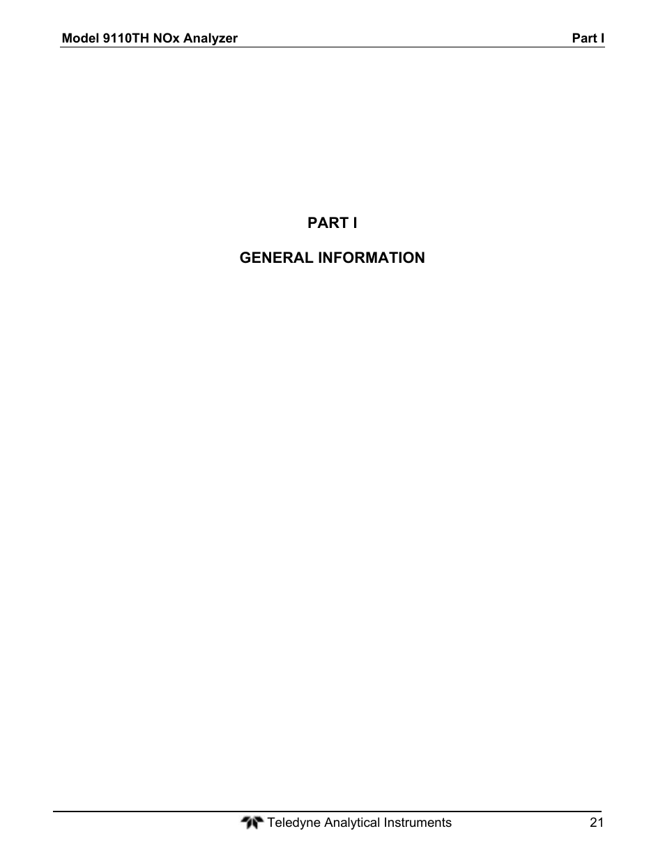 Teledyne 9110T - Nitrogen Oxides Analyzer User Manual | Page 21 / 378