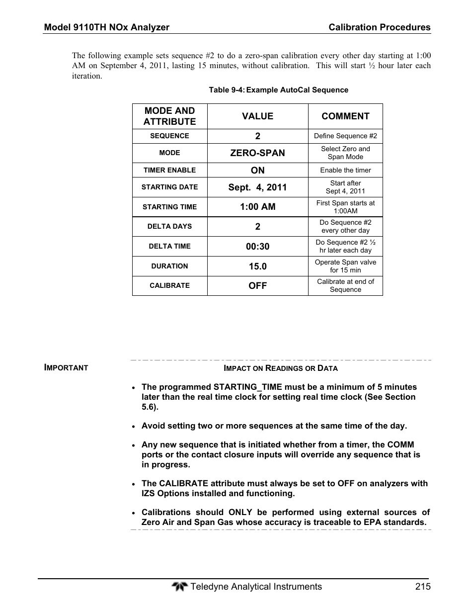 Teledyne 9110T - Nitrogen Oxides Analyzer User Manual | Page 215 / 378