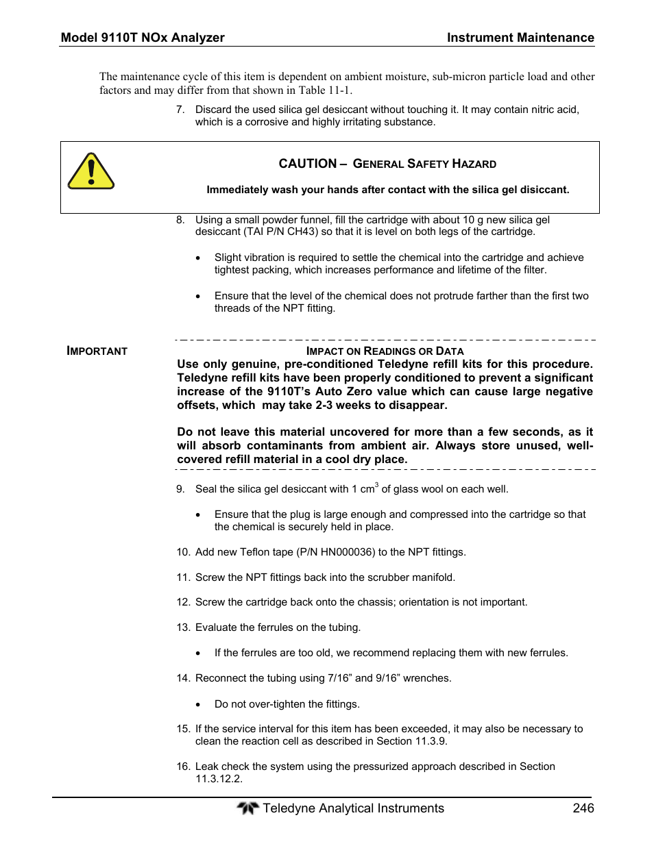 Teledyne 9110T - Nitrogen Oxides Analyzer User Manual | Page 246 / 378