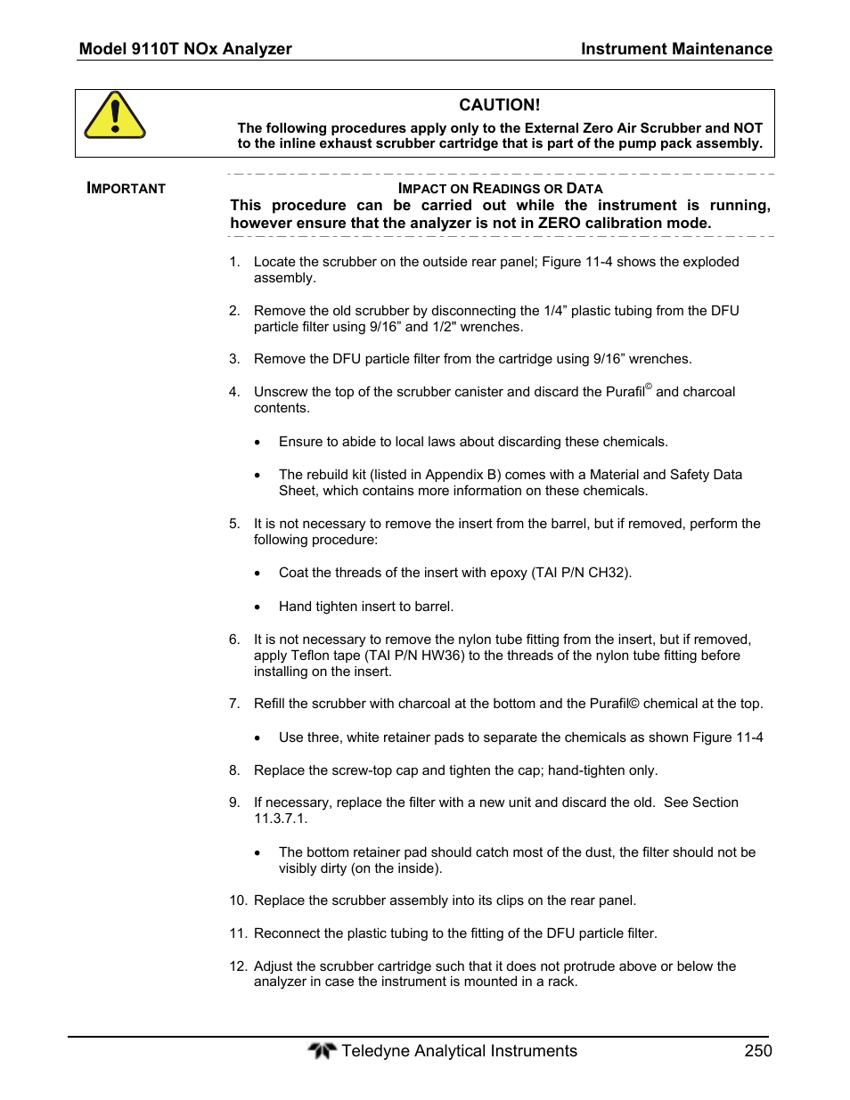 Teledyne 9110T - Nitrogen Oxides Analyzer User Manual | Page 250 / 378