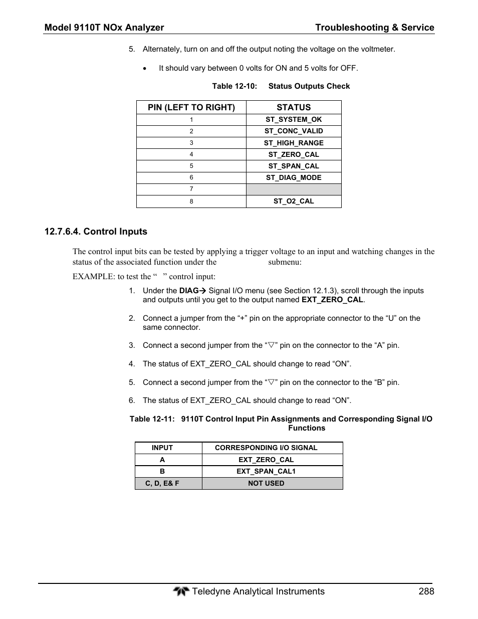 Teledyne 9110T - Nitrogen Oxides Analyzer User Manual | Page 288 / 378