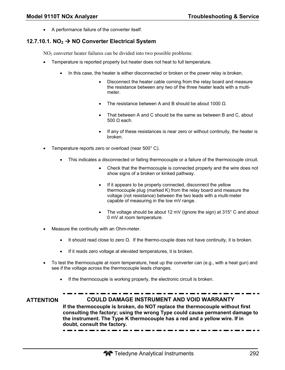 Teledyne 9110T - Nitrogen Oxides Analyzer User Manual | Page 292 / 378