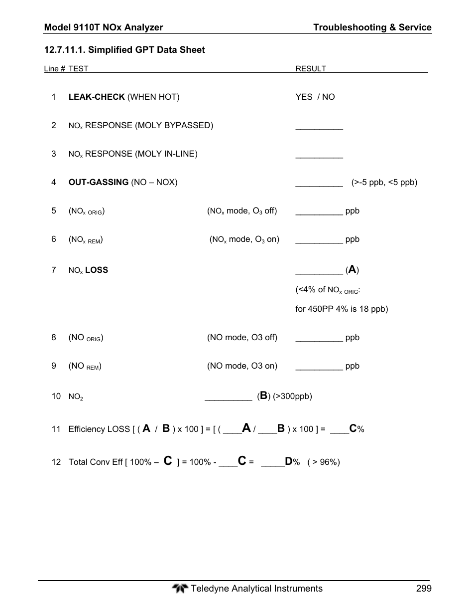 Teledyne 9110T - Nitrogen Oxides Analyzer User Manual | Page 299 / 378