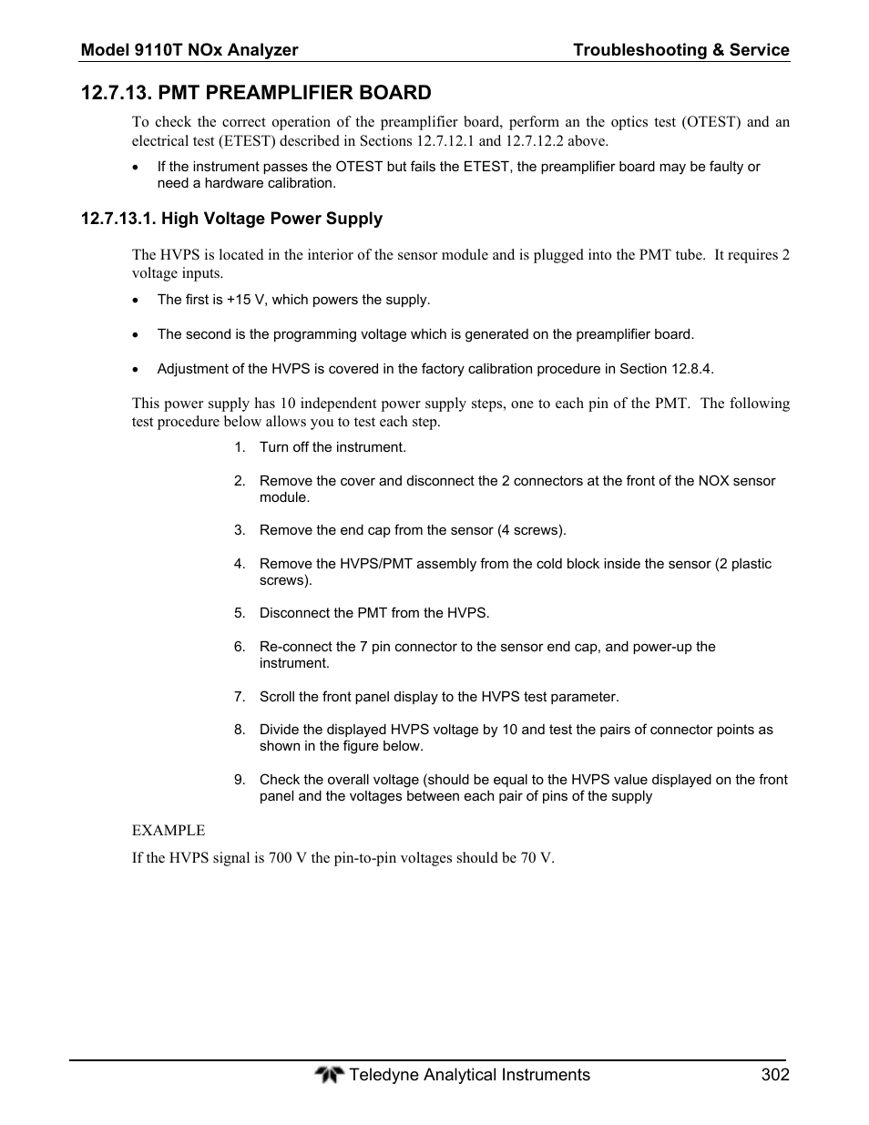 Pmt preamplifier board | Teledyne 9110T - Nitrogen Oxides Analyzer User Manual | Page 302 / 378