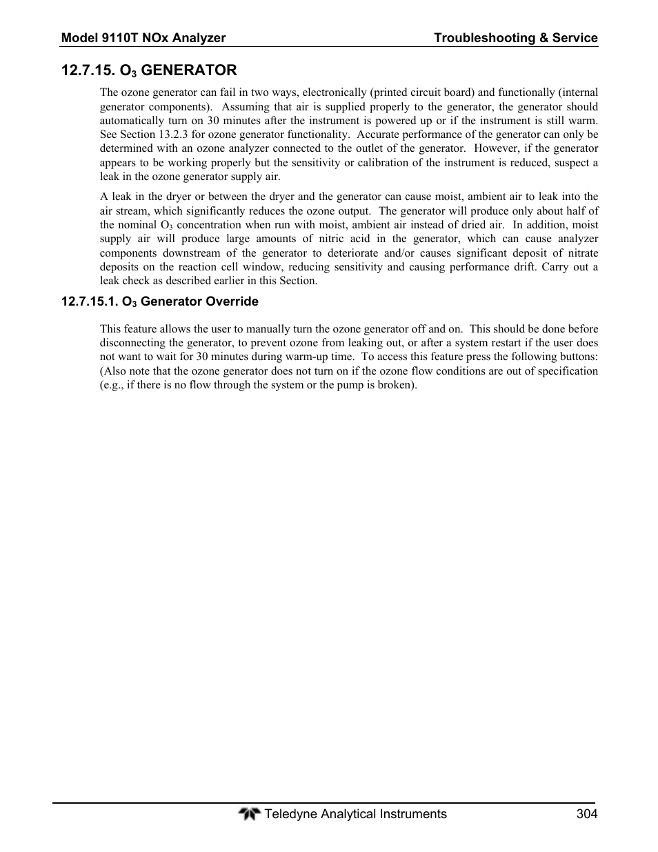Generator | Teledyne 9110T - Nitrogen Oxides Analyzer User Manual | Page 304 / 378