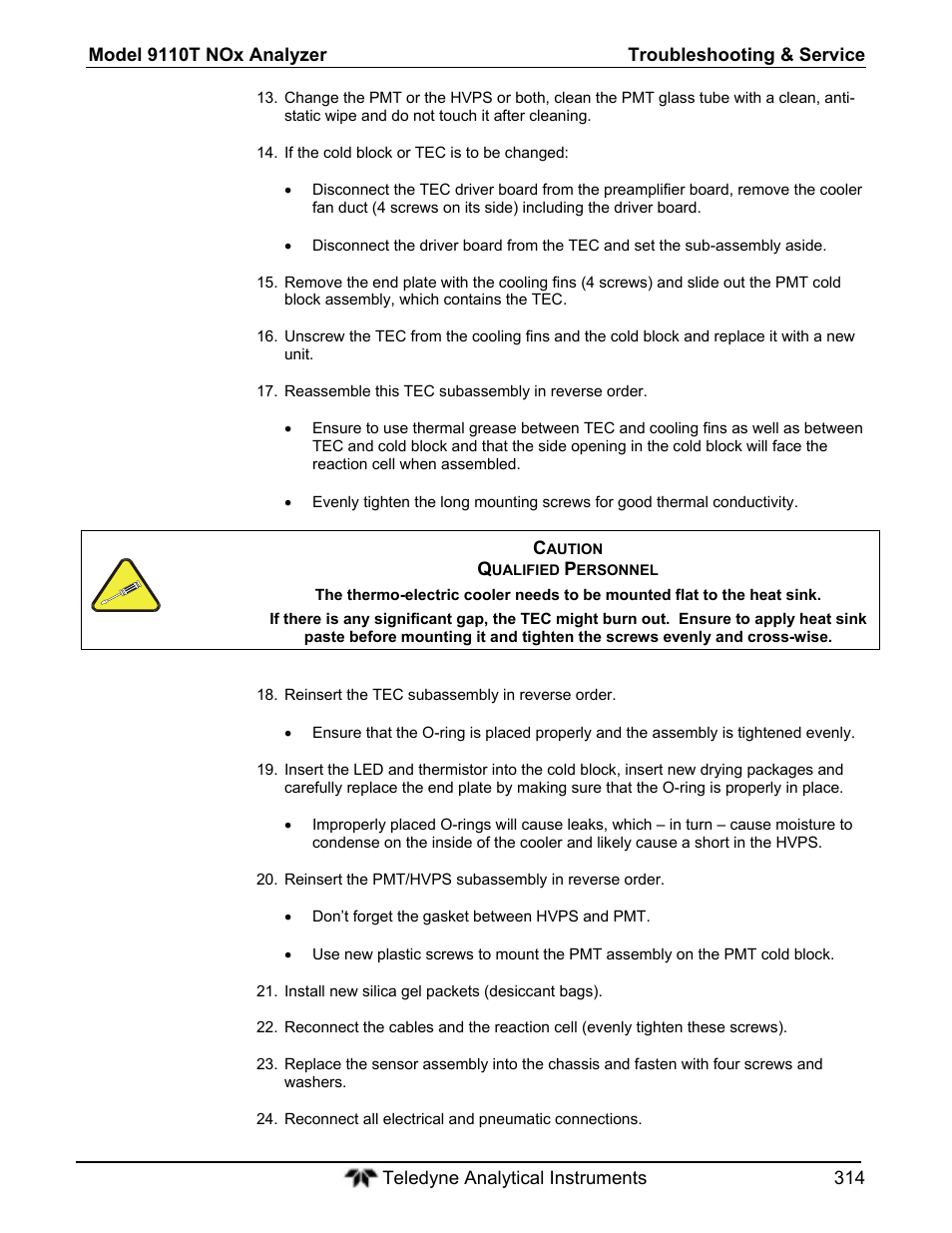 Teledyne 9110T - Nitrogen Oxides Analyzer User Manual | Page 314 / 378