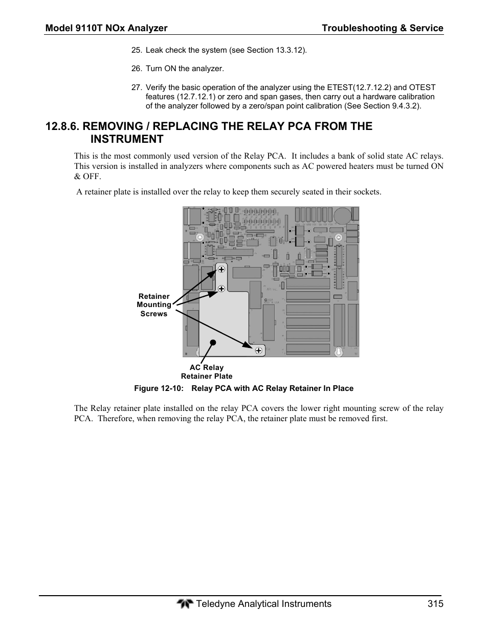 Teledyne 9110T - Nitrogen Oxides Analyzer User Manual | Page 315 / 378