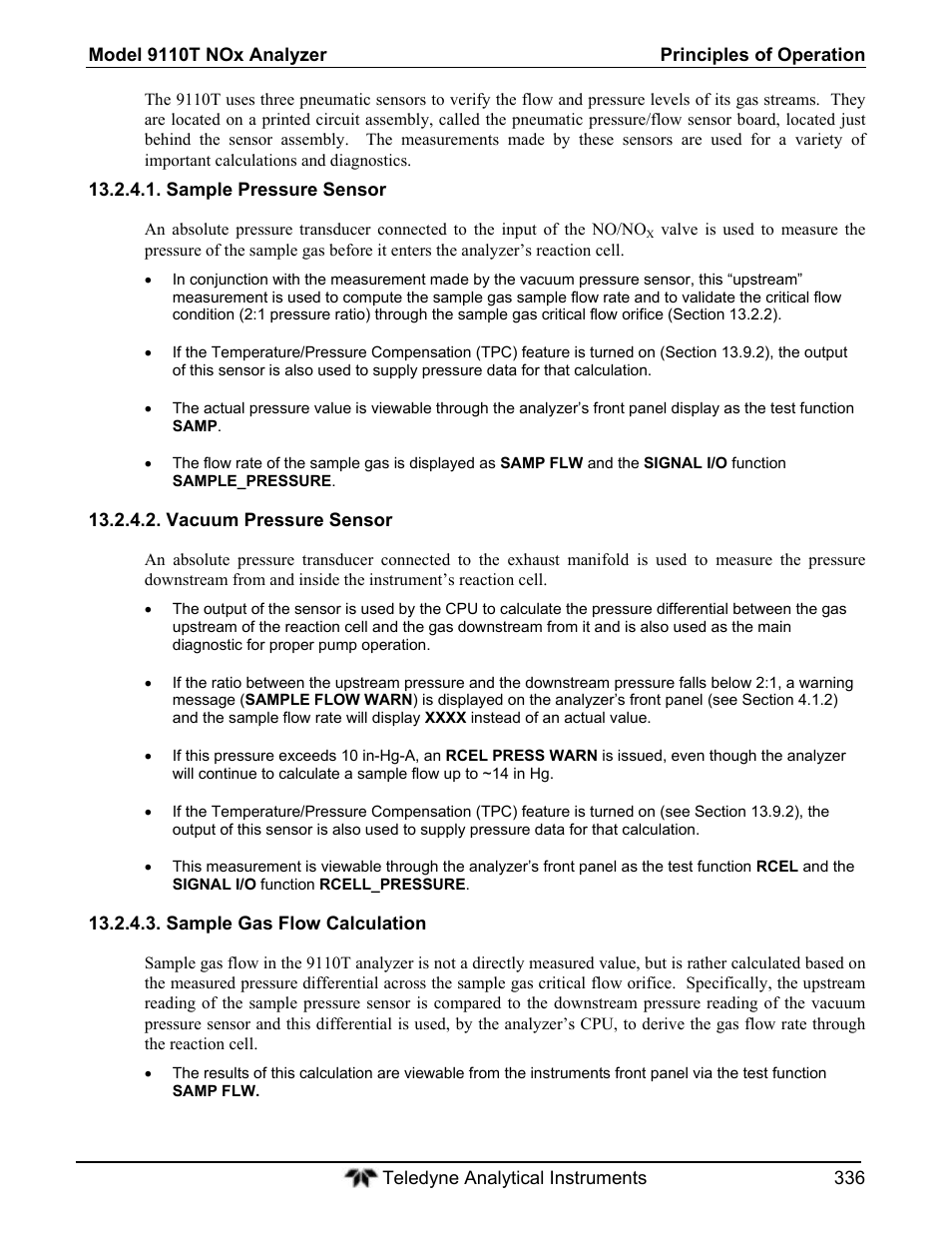 Teledyne 9110T - Nitrogen Oxides Analyzer User Manual | Page 336 / 378