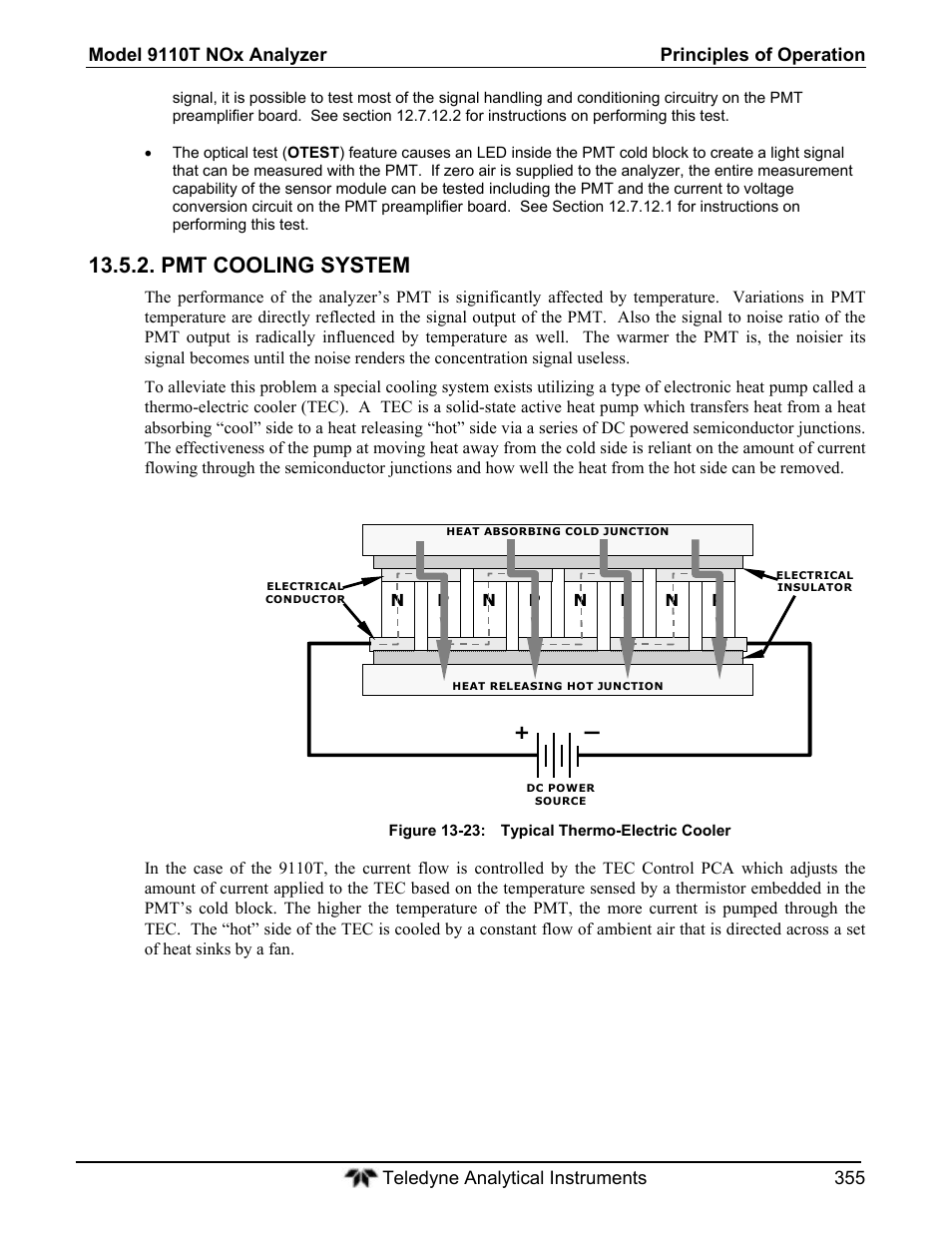 Pmt cooling system | Teledyne 9110T - Nitrogen Oxides Analyzer User Manual | Page 355 / 378