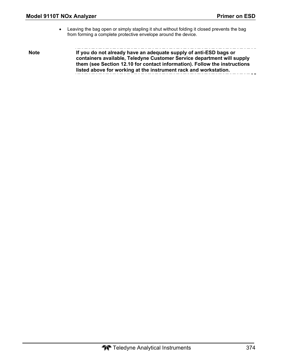 Teledyne 9110T - Nitrogen Oxides Analyzer User Manual | Page 374 / 378