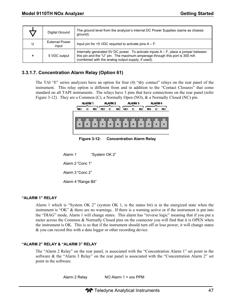 Teledyne 9110T - Nitrogen Oxides Analyzer User Manual | Page 47 / 378