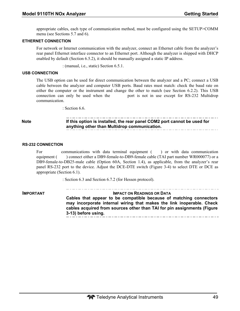 Teledyne 9110T - Nitrogen Oxides Analyzer User Manual | Page 49 / 378