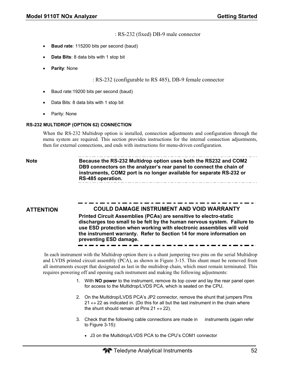 Teledyne 9110T - Nitrogen Oxides Analyzer User Manual | Page 52 / 378