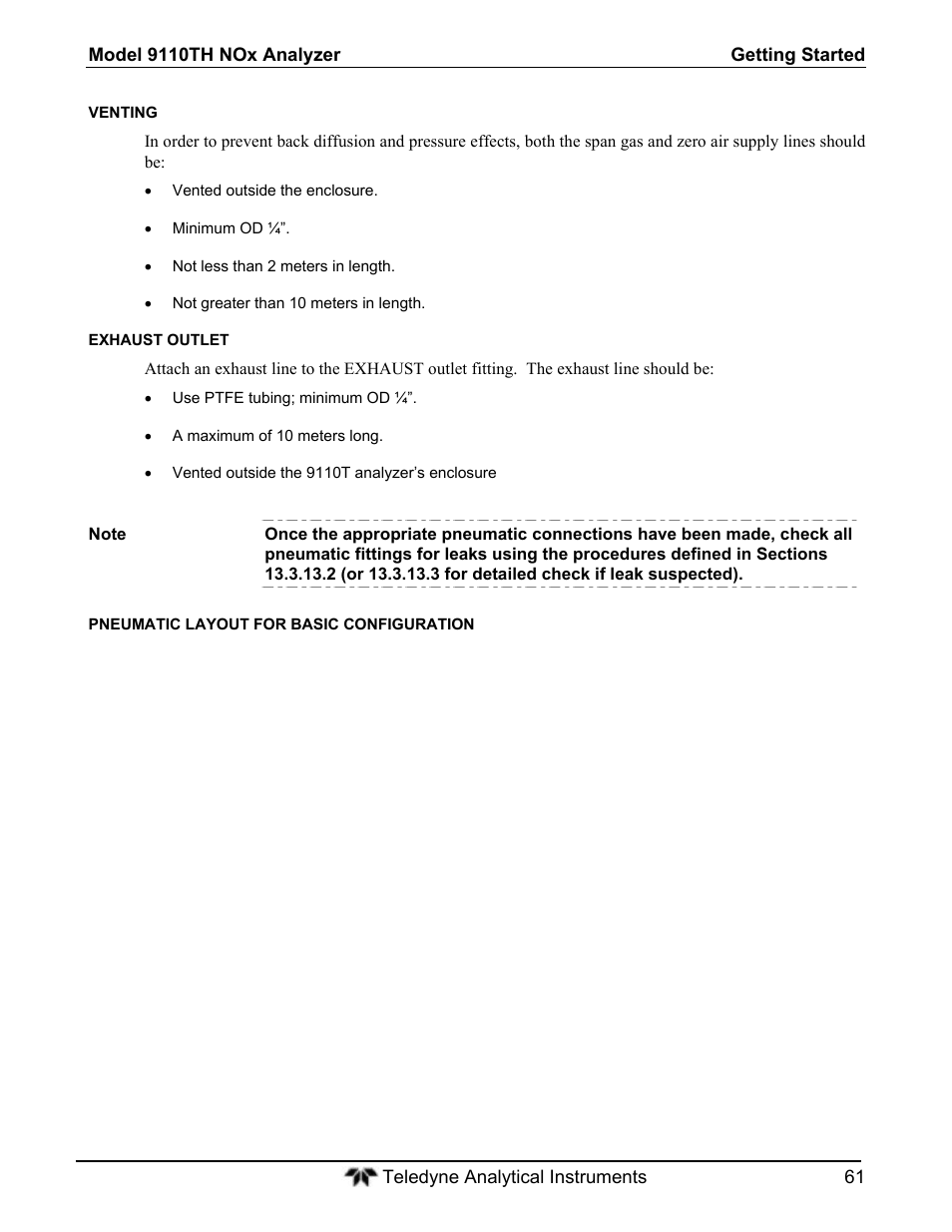 Teledyne 9110T - Nitrogen Oxides Analyzer User Manual | Page 61 / 378