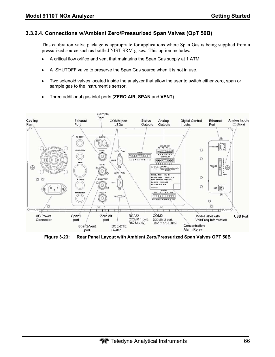 Teledyne 9110T - Nitrogen Oxides Analyzer User Manual | Page 66 / 378