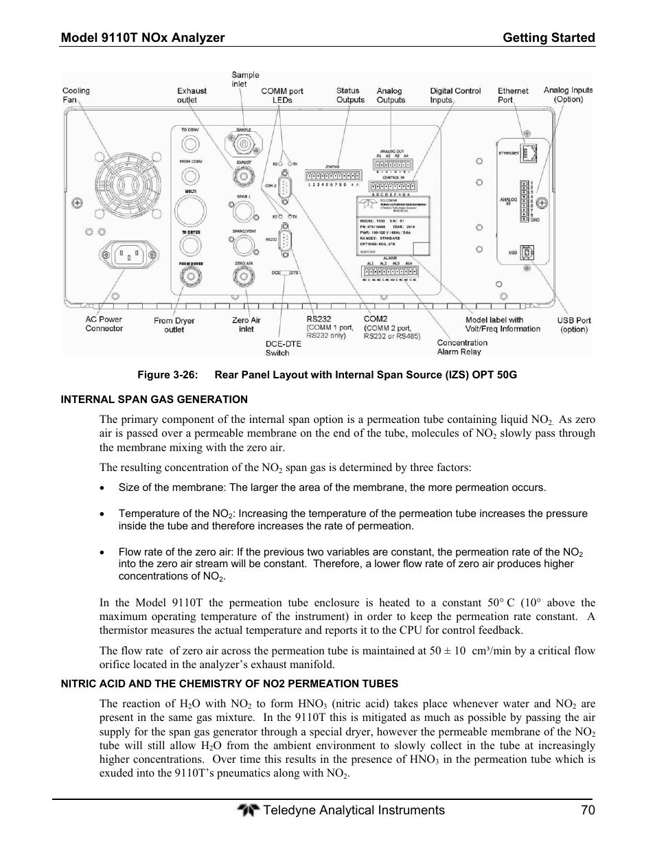 Teledyne 9110T - Nitrogen Oxides Analyzer User Manual | Page 70 / 378