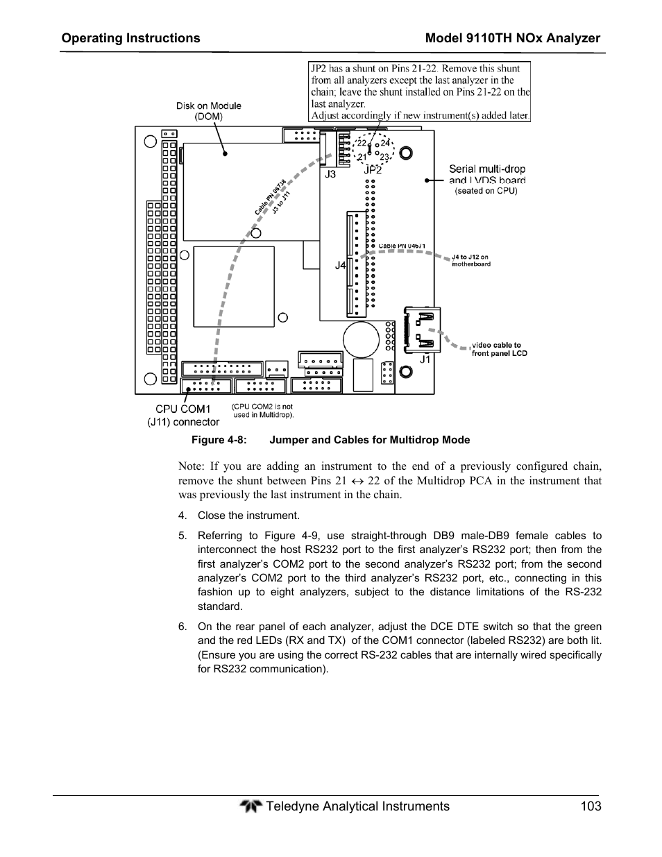 Teledyne 9110TH - Nitrogen Oxides Analyzer User Manual | Page 123 / 335