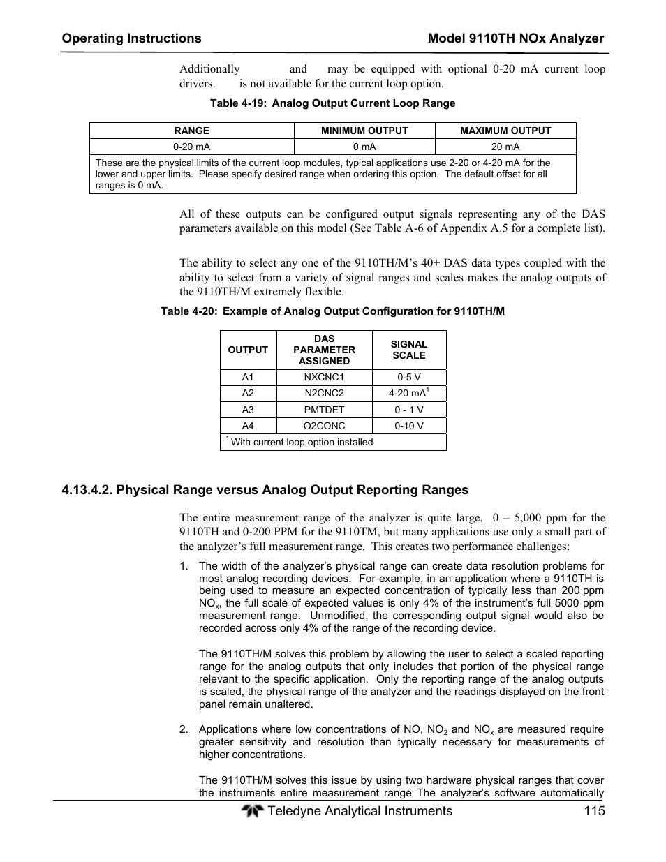 Teledyne 9110TH - Nitrogen Oxides Analyzer User Manual | Page 135 / 335