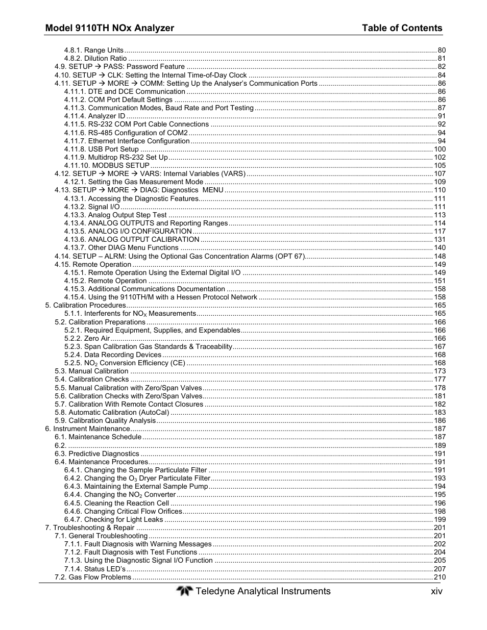 Teledyne 9110TH - Nitrogen Oxides Analyzer User Manual | Page 14 / 335