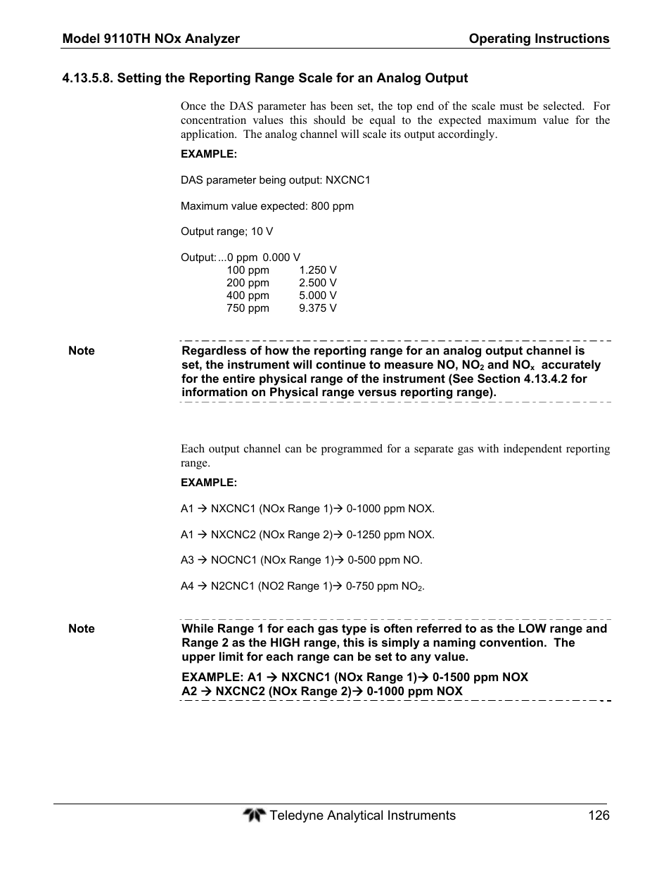 Teledyne 9110TH - Nitrogen Oxides Analyzer User Manual | Page 146 / 335