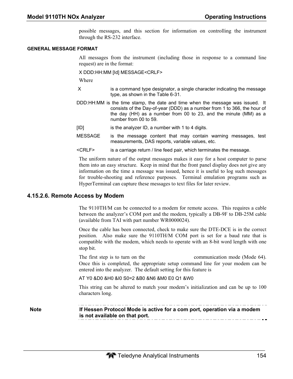 Teledyne 9110TH - Nitrogen Oxides Analyzer User Manual | Page 174 / 335