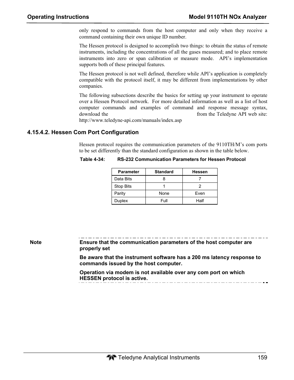 Teledyne 9110TH - Nitrogen Oxides Analyzer User Manual | Page 179 / 335