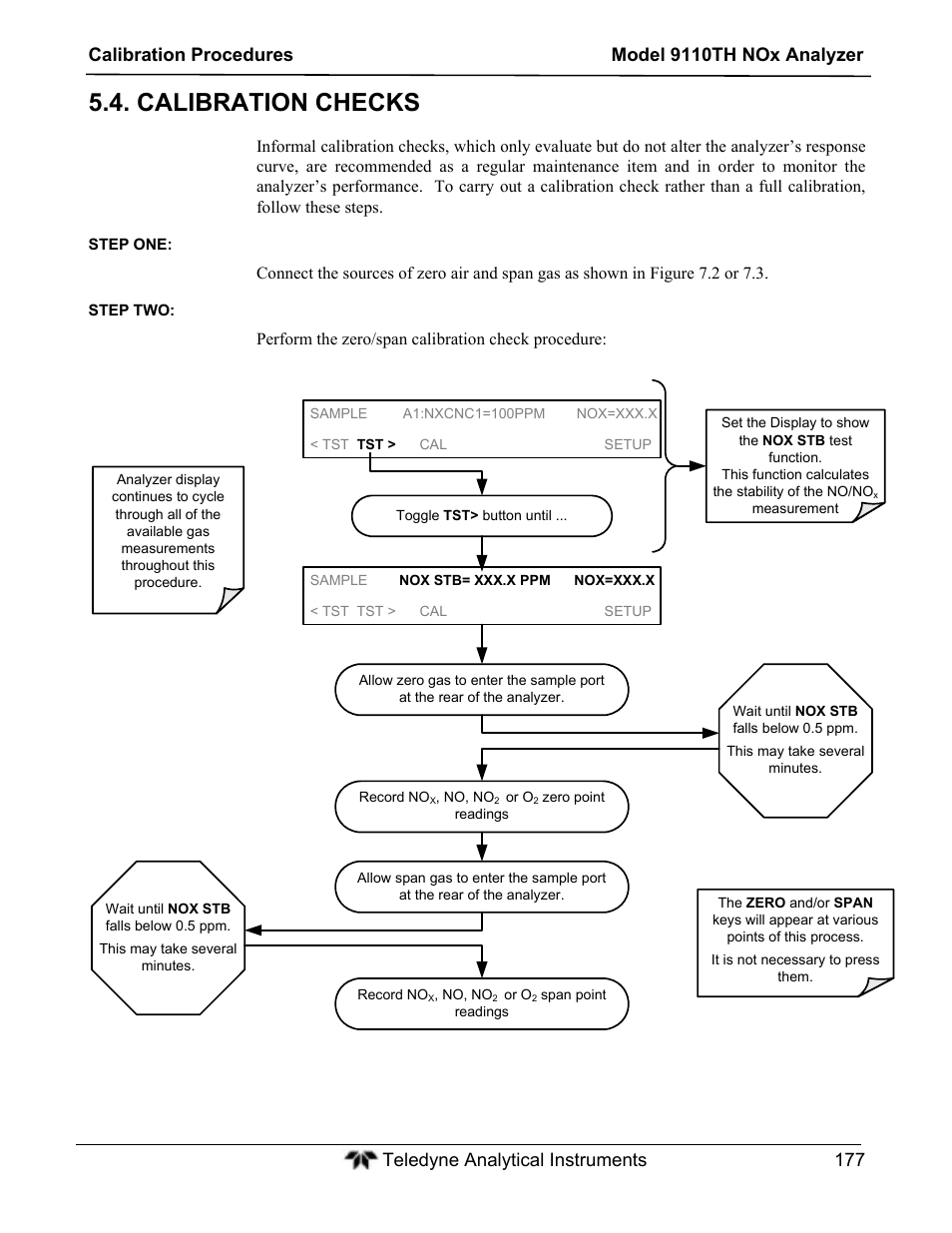 Calibration checks | Teledyne 9110TH - Nitrogen Oxides Analyzer User Manual | Page 197 / 335