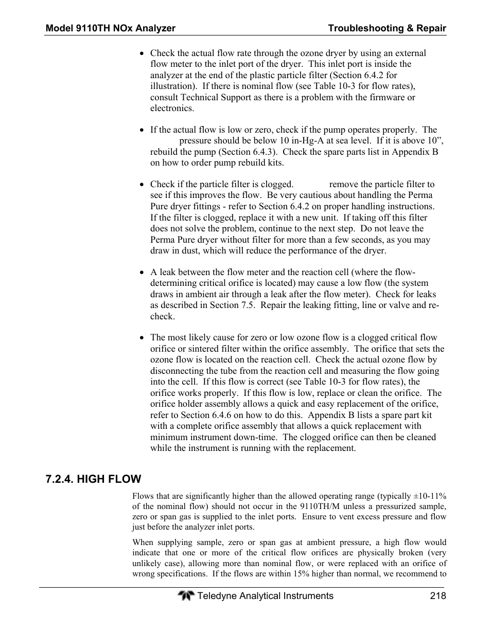 Teledyne 9110TH - Nitrogen Oxides Analyzer User Manual | Page 238 / 335