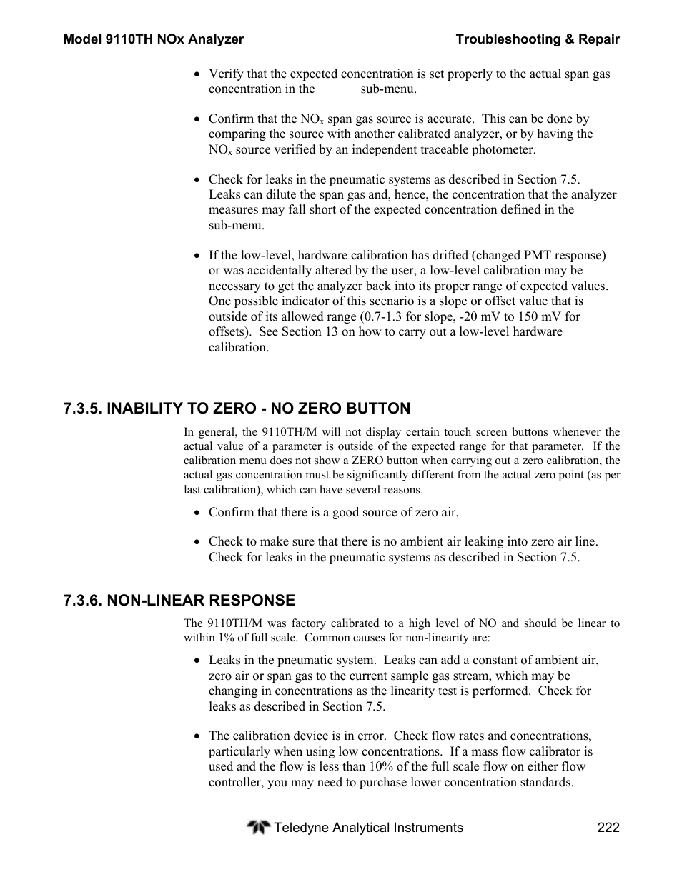 Teledyne 9110TH - Nitrogen Oxides Analyzer User Manual | Page 242 / 335