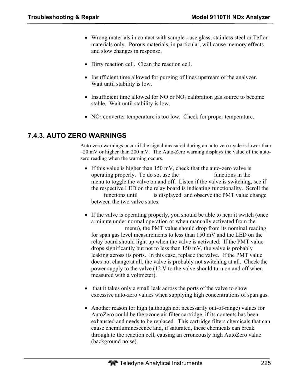 Teledyne 9110TH - Nitrogen Oxides Analyzer User Manual | Page 245 / 335