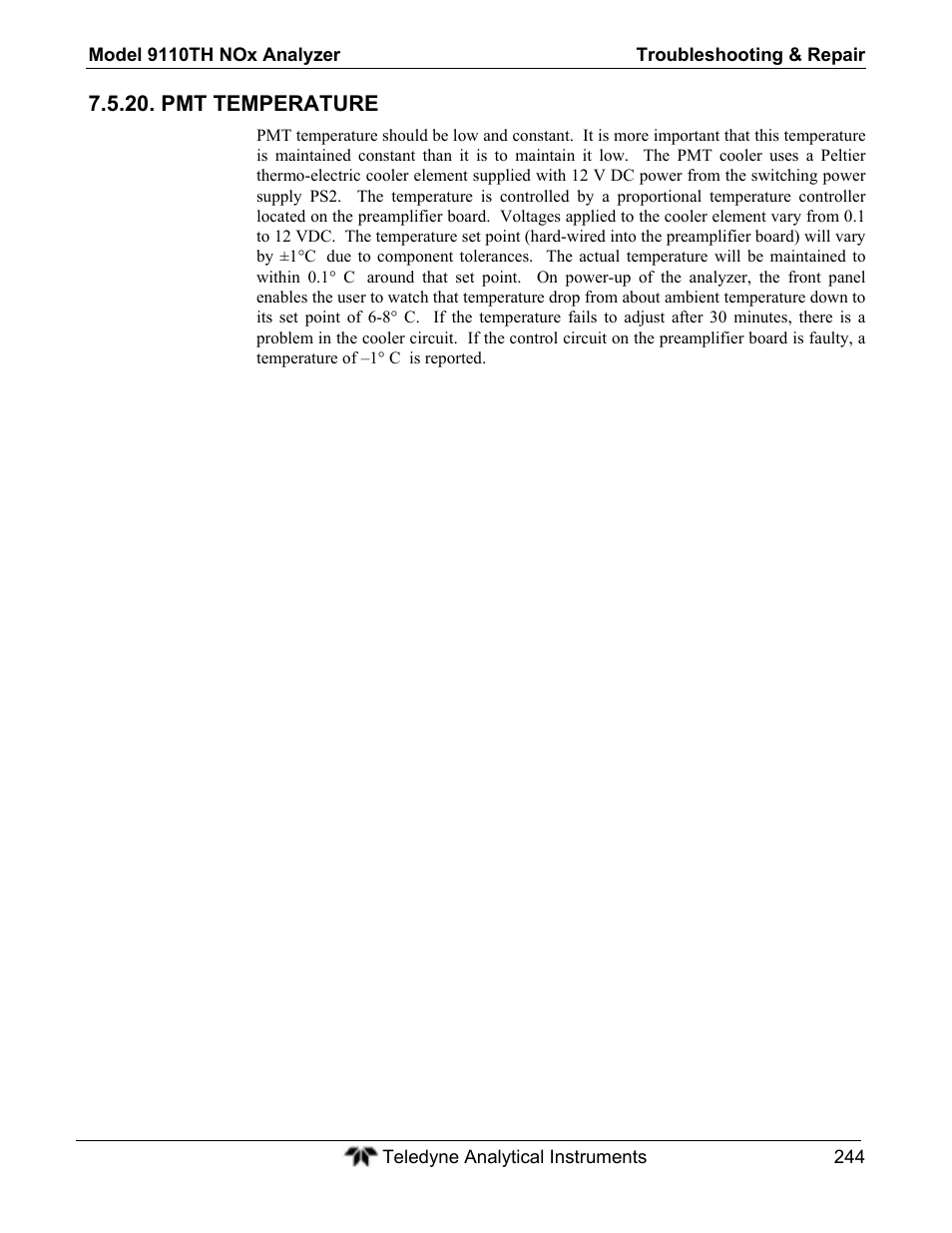 Teledyne 9110TH - Nitrogen Oxides Analyzer User Manual | Page 264 / 335